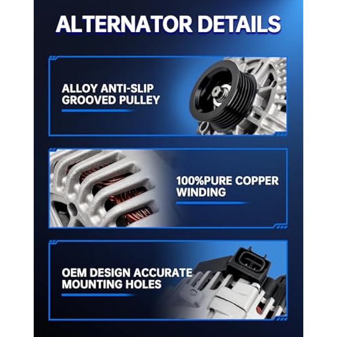 MARSFLUX Alternator Replacement for 2003-2004 Pilot 2002-2004 Odyssey 2001-2002 MDX, Alternator Replace 13918 31100PGKA03 31100PGKA01 31100PGKA02 CSC09 19134441 31100PGKA03RM 06311PGK505 - Image 5