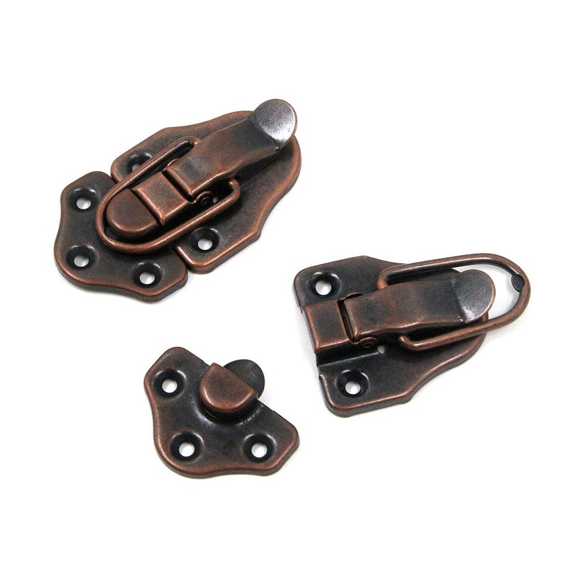 Geesatis 6 pcs Toggle Latch Catch Decorative Hasp Box Trunk Latch Hasps for Jewelry Wooden Case Boxes, Metal Duckbilled Box Hasp Lock, with Mounting Screws, Red Bronze, 2.7" X 1.5" - Image 3