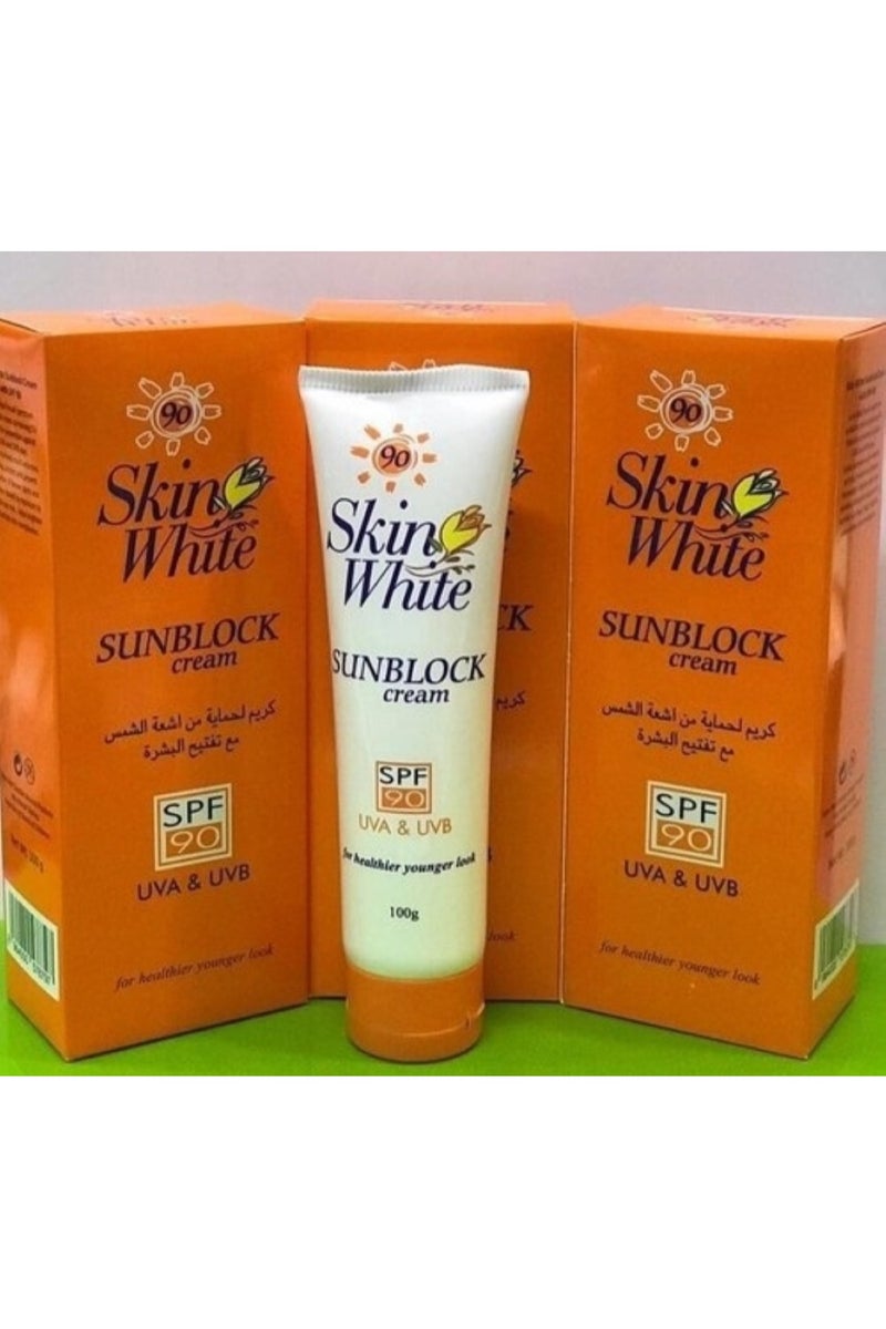 Skin White Sunblock Cream SPF 90 UVA & UVB (100g). - Image 3