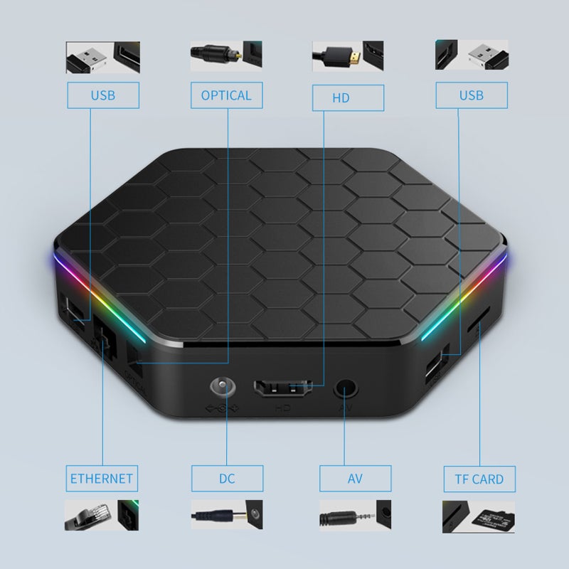 صندوق تلفزيون ذكي أندرويد 12.0: 4GB رام 32GB روم أسود - فك تشفير 6K H.265 VP9 واي فاي 6 ثنائي النطاق مشغل وسائط 4K للترفيه المنزلي - Image 1
