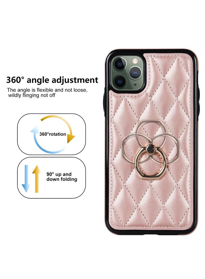 S-TOP Case For iPhone 11 Pro Max Rhombic PU Leather Phone Case with Ring Holder - Image 2