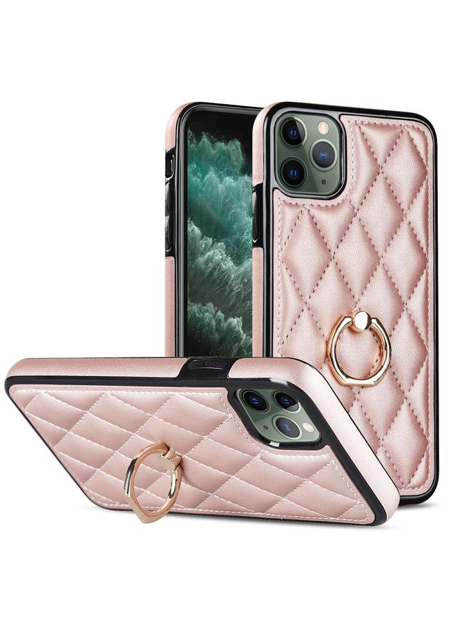 S-TOP Case For iPhone 11 Pro Max Rhombic PU Leather Phone Case with Ring Holder - Image 1