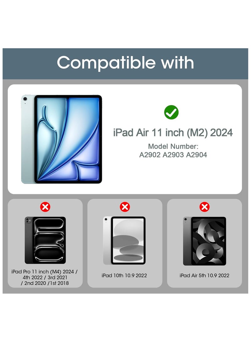Fankalo 【1+1+1 Sets】for iPad Air 6th 11-Inch M2 (2024) Tablet Case and Digital Stylus Pencil and Screen Protector,Smart Protective Cover with Pencil Holder,Magnetic Digital Display, Continuous Touch Handwriting Pen,1 Pack Tempered Glass Film Guard for iPad Air 6 - Image 2