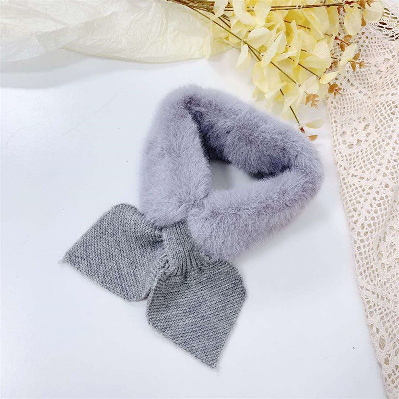 Cute Knitted Baby Winter Scarf with Pompoms Solid gray  - Image 1