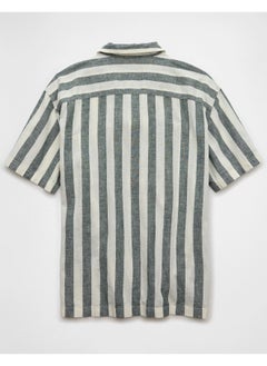 American Eagle Linen-Blend Striped Button-Up Poolside Shirt  - Image 3
