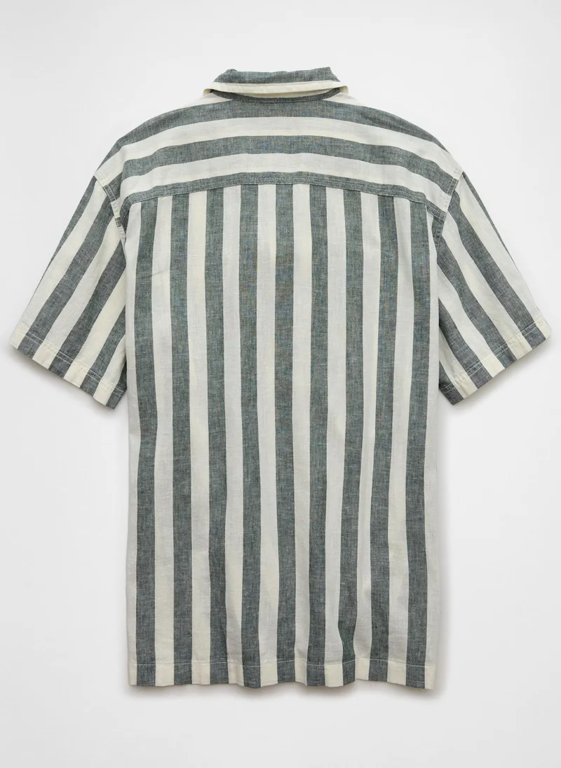 امريكان ايجل Linen-Blend Striped Button-Up Poolside Shirt