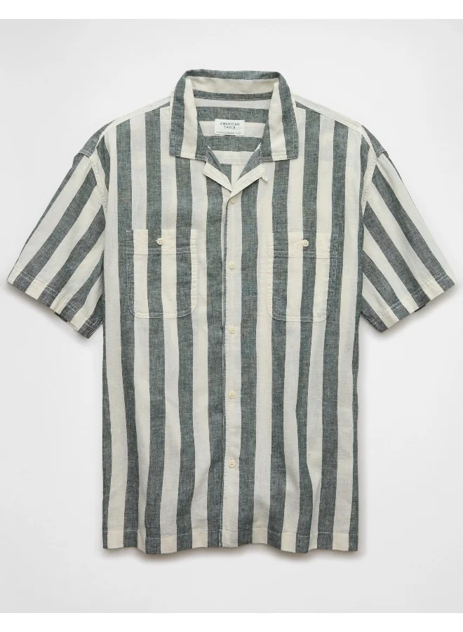 امريكان ايجل Linen-Blend Striped Button-Up Poolside Shirt