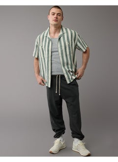 American Eagle Linen-Blend Striped Button-Up Poolside Shirt  - Image 2