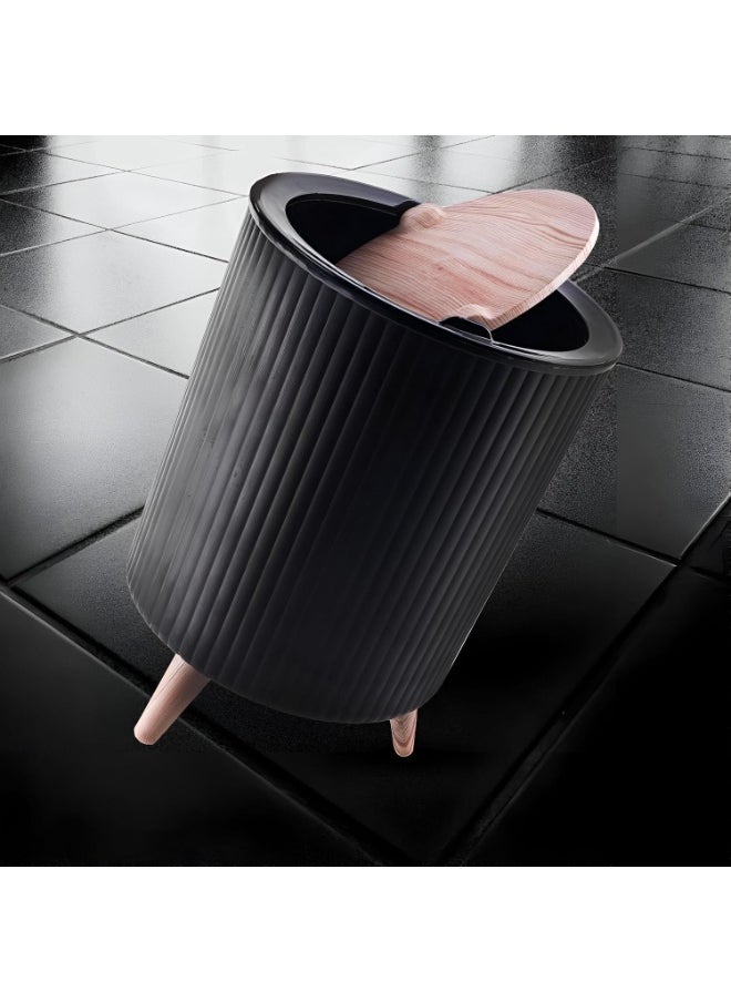 16L Multi-Purpose Waste Bin with Stylish Design for All Places with Tightly Sealed Movable Lid (Black)