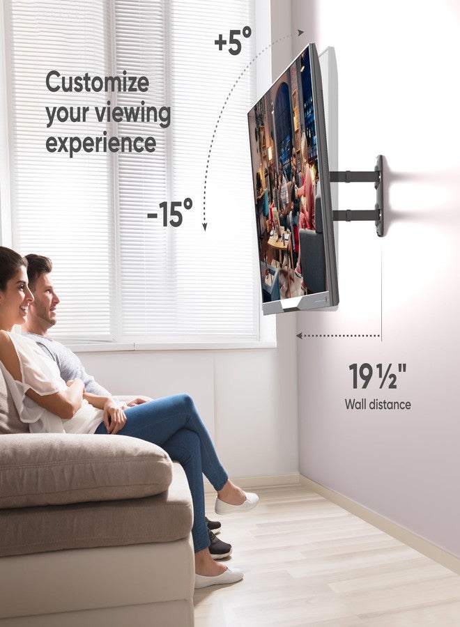 ONKRON Full Motion TV Wall Mount for 32-65 Inch Screen up to 90.4 lbs, Rotating TV Mount Swivel and Tilt, Extension Arm, max VESA 400x400, Articulating Television Mount Bracket, Single Stud Black - Image 4