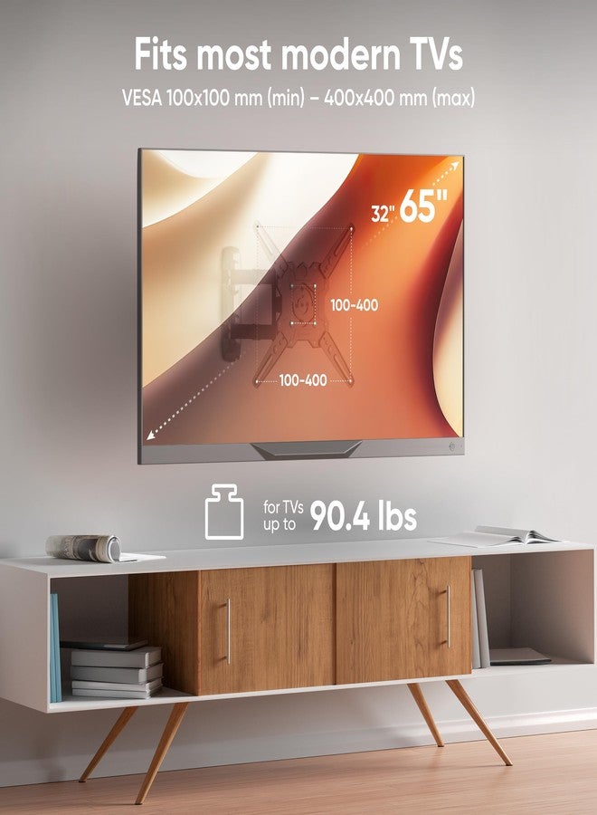 ONKRON Full Motion TV Wall Mount for 32-65 Inch Screen up to 90.4 lbs, Rotating TV Mount Swivel and Tilt, Extension Arm, max VESA 400x400, Articulating Television Mount Bracket, Single Stud Black - Image 3