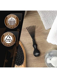 bossman The Claw Hair Brush Cleaner Tool Cleans Boar Bristle Wave Or Plastic Brushes And Combs Hairbrush Cleaning Rake 3 Inch (Black)  - Image 5