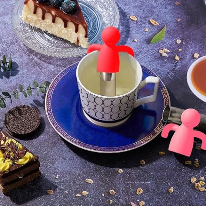 Bukela Tea Infuser For Loose Tea Cute Fine Mesh Tea Strainer Stainless Steel Tea Filter Ball Tea Diffuser Steeper For Teacups Teapots 2 PiecesPink Red - Image 5