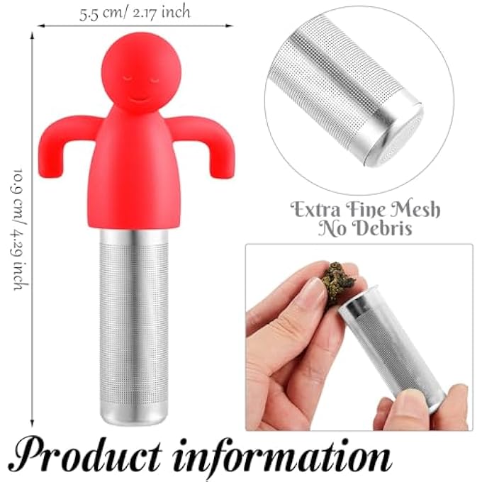 Bukela Tea Infuser For Loose Tea Cute Fine Mesh Tea Strainer Stainless Steel Tea Filter Ball Tea Diffuser Steeper For Teacups Teapots 2 PiecesPink Red - Image 3