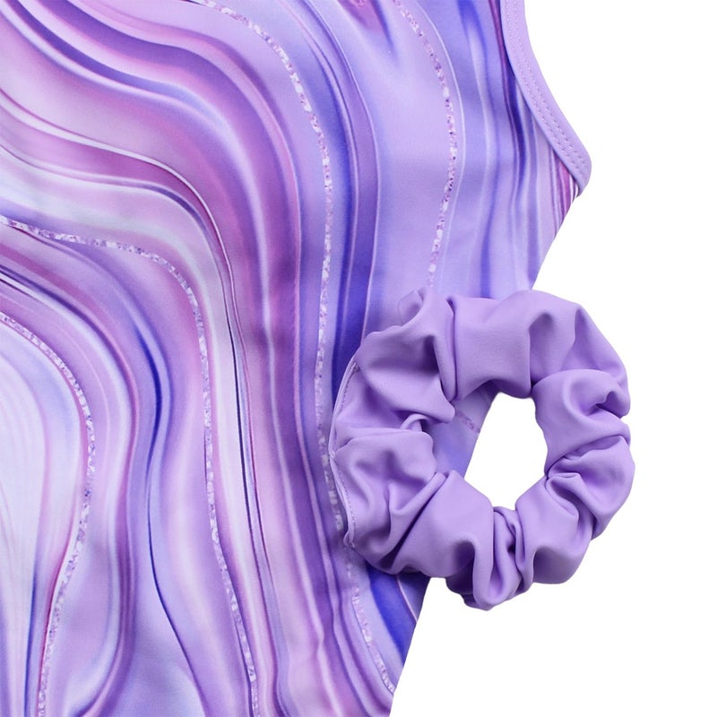 JOYSTREAM Gymnastics Leotards for Girls With Polyamide Shorts Sparkly Ballet Dance Activewear Purple Marble,8-9Years - Image 4