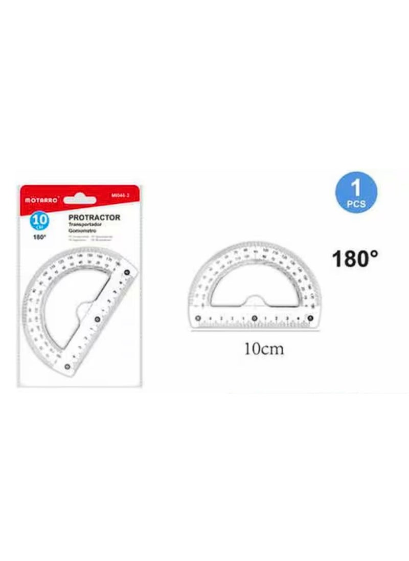 MOTARRO - Geometric Protractor Clear 180-Degree 10CM (MI048-3) - Image 1