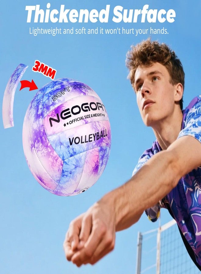 NEOGOAT Outdoor Beach Purple Volleyball, 3MM Thickened Surface Soft Leather Official Volleyball Gifts for Youth Beginner, Teenager,Beach Play,Game, in&Outdoor Training (Official Size,Deflated) - Image 4