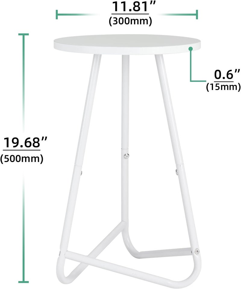HDANI 50 cm Round Plant Stand, Flower Stand, Plant Shelf Made of Wood and Metal, Modern Shelf for Indoor Plants for Living Room, Balcony and Office, White - Image 1