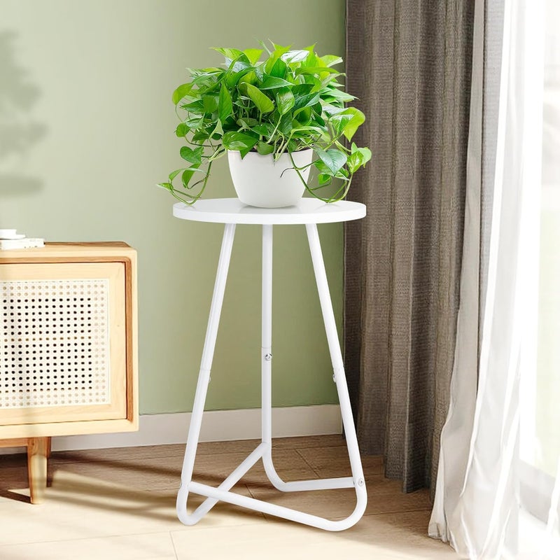 HDANI 50 cm Round Plant Stand, Flower Stand, Plant Shelf Made of Wood and Metal, Modern Shelf for Indoor Plants for Living Room, Balcony and Office, White - Image 4