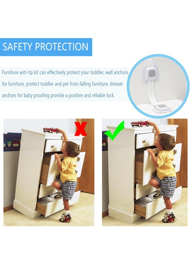 YEYA No Drill Anti Tip Furniture Adjustable Straps Wall Anchors for Baby Proofing with 3M Adhesive (Upgraded 4P) - Image 3