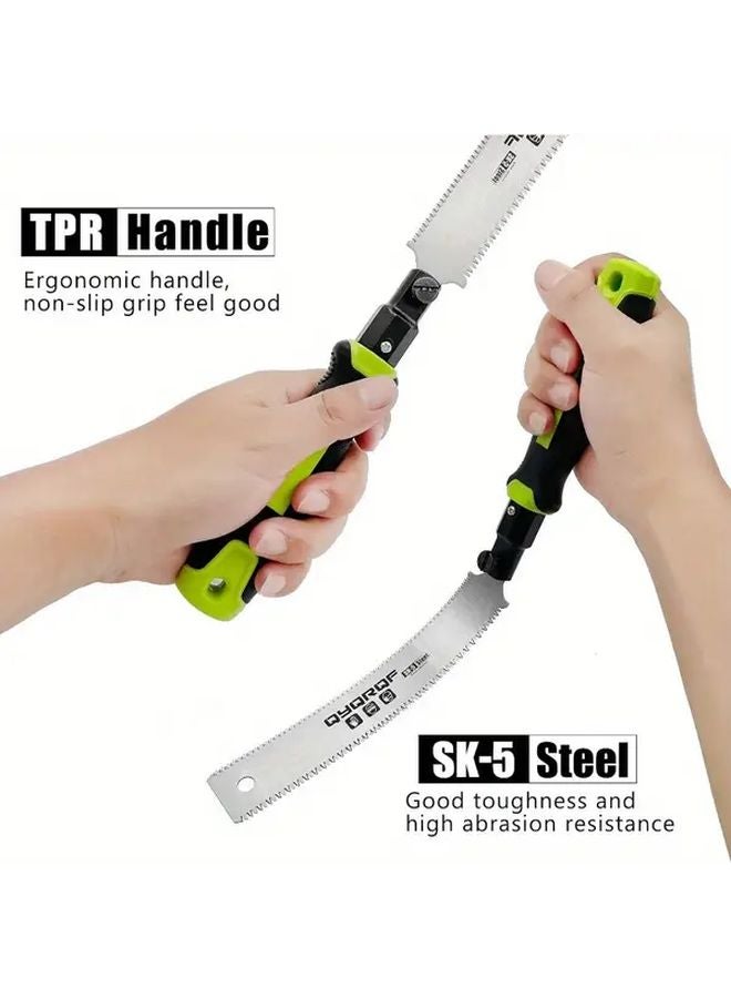 Green Japanese Hand Saw 7 Inch Double Edge Pull Cut SK 5 Steel TPR Handle Woodworking Tool - Image 4