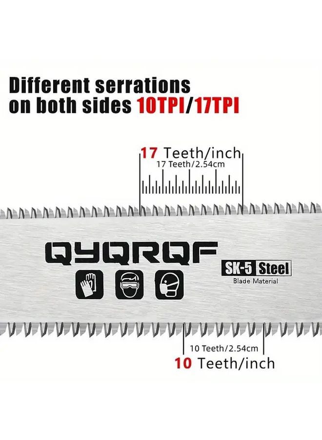 Green Japanese Hand Saw 7 Inch Double Edge Pull Cut SK 5 Steel TPR Handle Woodworking Tool - Image 5