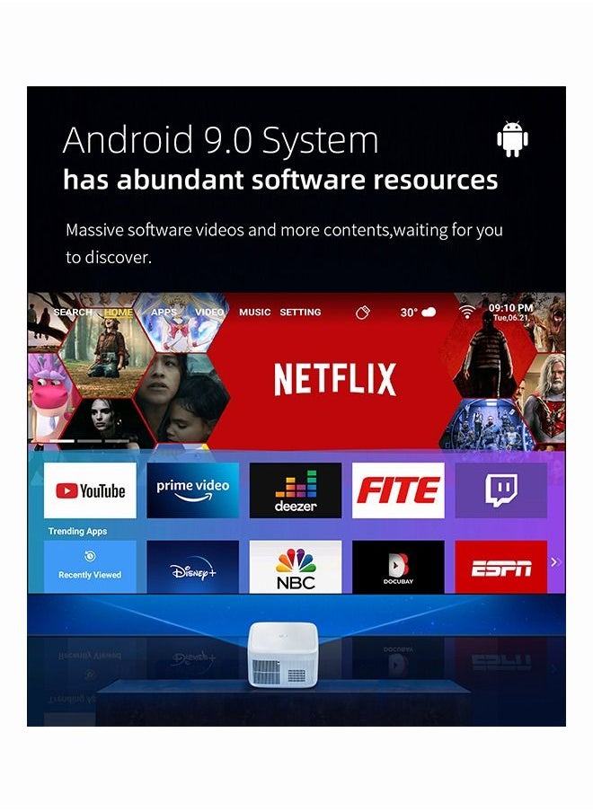 Mi VAZA - جهاز عرض ذكي صغير T40 1920*1080P أندرويد 9.0 ثنائي واي فاي 2.4G+5G WI-FI DLP LED جهاز عرض - Image 1