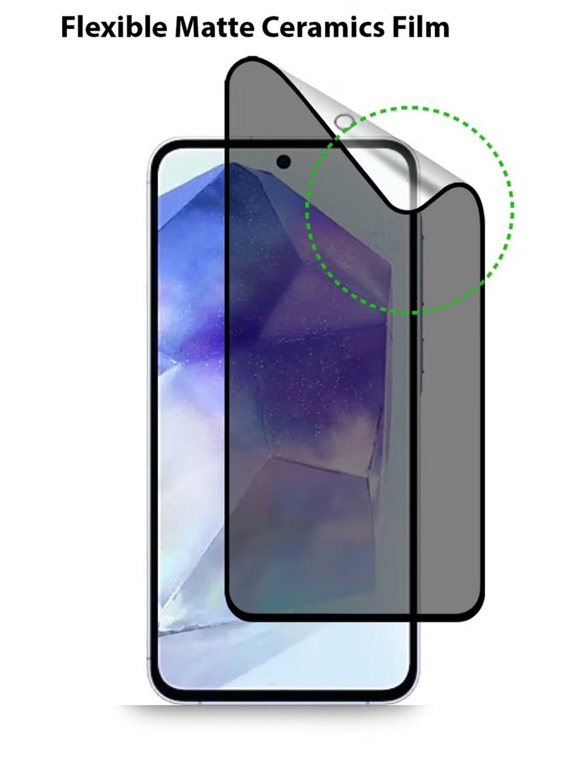 Samsung Galaxy A55 Matte Ceramic Privacy Screen Protector – Premium Edge to Edge Anti Spy Privacy Ceramic Film, Delicate Touch, Anti-Explosion, Smooth Arc Edge, Easy Installation - Image 3
