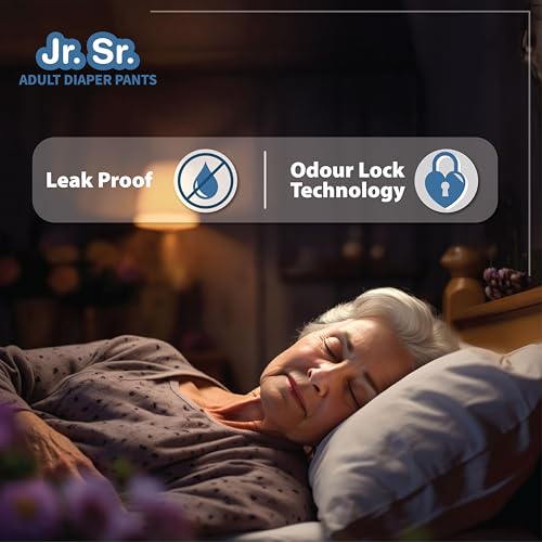 Jr. Sr. Adult Diaper Pants Style | Extra Large (XL) Size 10 Counts | Waist 34"-59" (86-150cm)| Upto 12 hr Absorption Protection | Unisex with Wetness Indicator | Odour Control & Goodness of Aloe Vera - Image 3