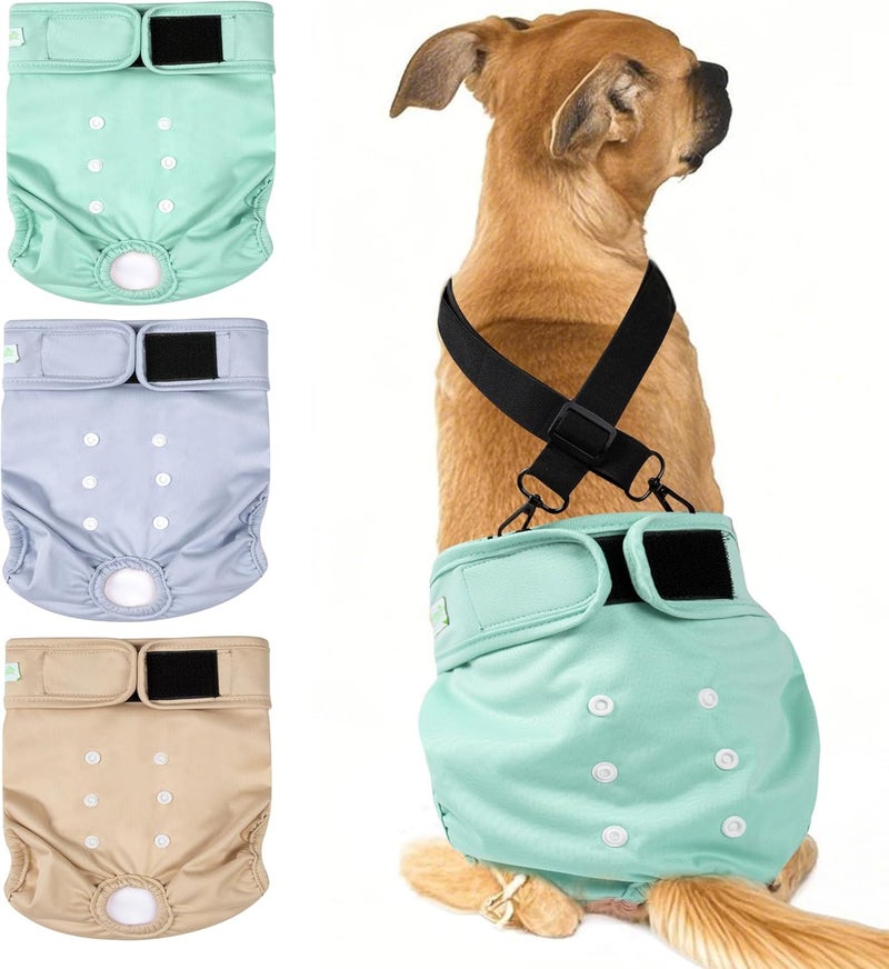 ويجريكو حفاضات كلاب القابلة لإعادة الاستخدام والغسيل للإناث مزودة بحامل واحد، مناسبة للكلاب الإناث أثناء دورة الحرارة، متوفرة بأحجام مختلفة (الصغيرة، المتوسطة، الكبيرة، الكبيرة جدًا). - Image 1
