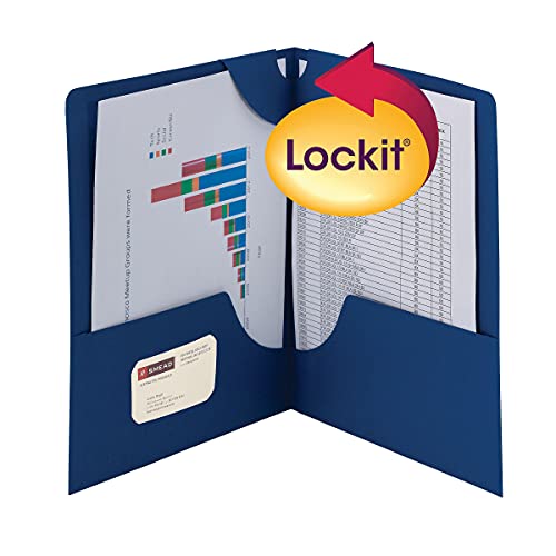 Smead Lockit Two-Pocket Heavyweight Folder, Letter Size, Dark Blue, 25 per Box (87982) - Image 2