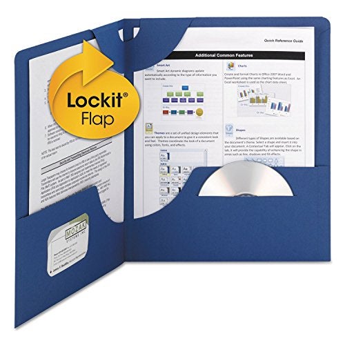 Smead Lockit Two-Pocket Heavyweight Folder, Letter Size, Dark Blue, 25 per Box (87982) - Image 1