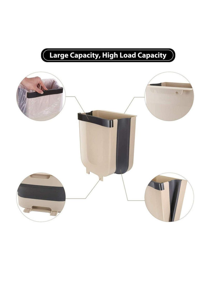Mamoo Bear Hanging Trash Can for Kitchen Cabinet Door, Collapsible Wall Mounted Trash Can, Portable for Home and Outdoors (Brown), Plastic  - Image 2