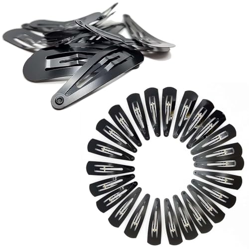 TEMPERIA Tic Tac Hair Clips for Girls (Pack of 12 pcs) (5cm) (Matte Black) - Tik Tak Pins for Women - Image 1