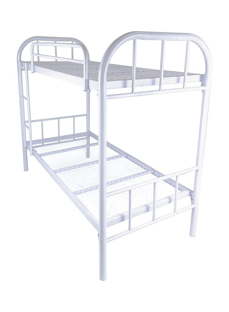 سرير حديدي طابقين (الحجم: 90 × 190 سم)  أبيض - Image 1
