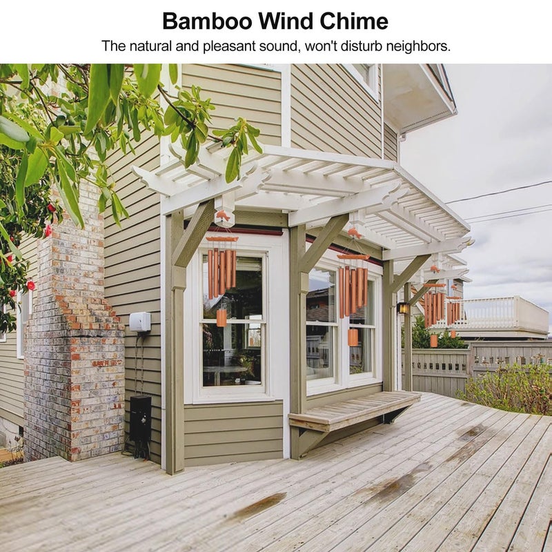 Virekm Wind Chimes for Outside, Sympathy Wind Chimes Bamboo Windchimes Outdoors with Natural Sounds, Gifts for Mom, Indoor Outdoor Decorations for Patio Porch Garden and Backyard - Image 5