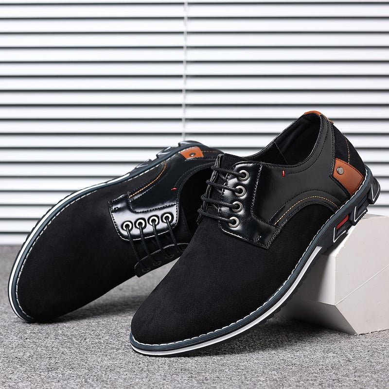 One-Piece Drop-Shipping Autumn New Men'S Shoes, Retro Fashion Korean Style Casual Leather Shoes, Round Toe, Lace-Up, Non-Slip, Versatile And Comfortable - Image 4