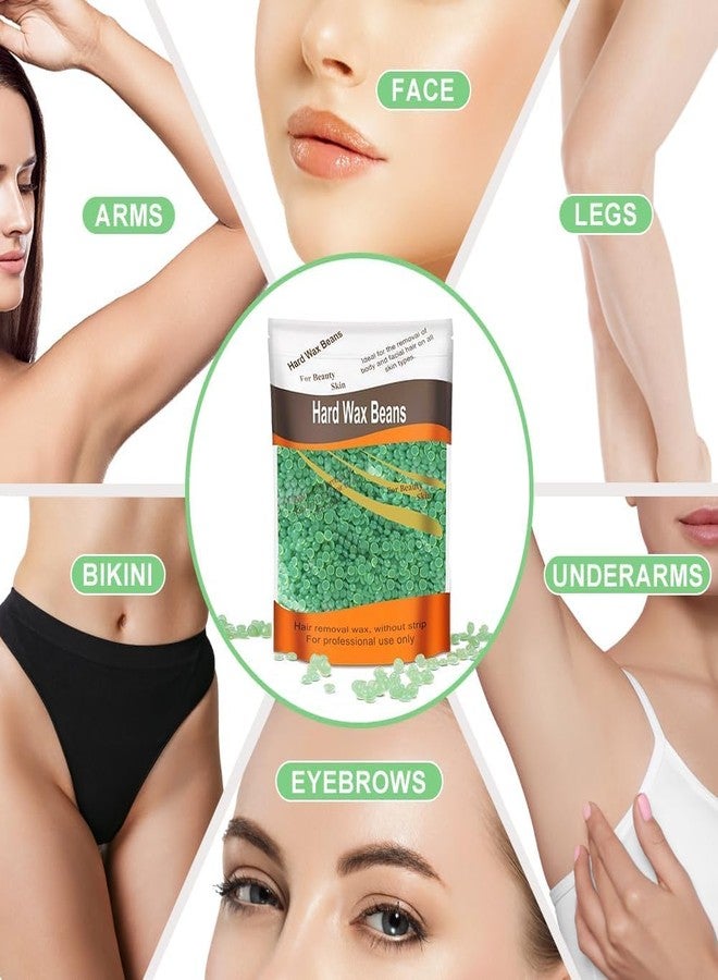 Plenteous حبيبات شمع صلبة وفيرة، 100 غرام من حبيبات الشمع الصلبة غير المؤلمة مع 10 أدوات تطبيق، حبيبات شمع احترافية للحواجب، الإبط، منطقة البكيني، الظهر، الصدر، الساقين، إزالة الشعر بدون ألم. (ألوفيرا، 3) - Image 3