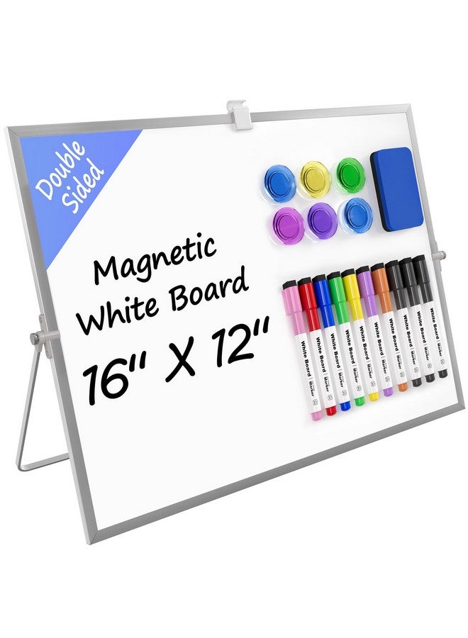 MaxGear White Board With Stands 16 X 12 Large Doublesided Dry Erase Board For Kids Desktop & Tabletop Whiteboard Easel For Home Office School Planning Memo To Do List - Image 1
