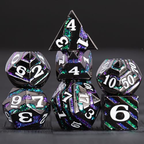 Maywin Inlay Metal Dice Set 7pcs Luxury DND Dice with Decorative Inlay Heavy Zinc Alloy RPG Dice for Tabletop Games - Image 5