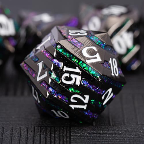 Maywin Inlay Metal Dice Set 7pcs Luxury DND Dice with Decorative Inlay Heavy Zinc Alloy RPG Dice for Tabletop Games - Image 1