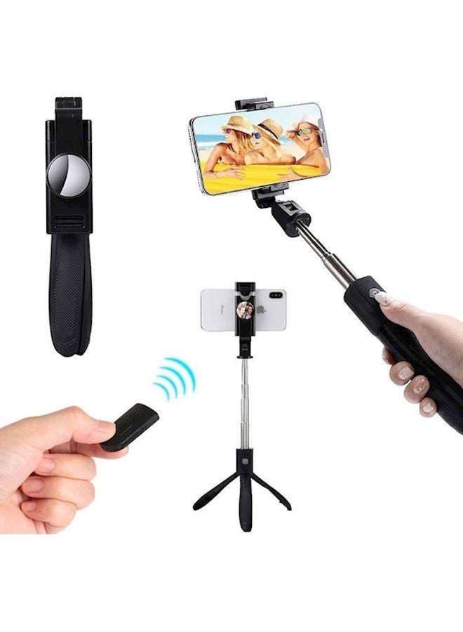 NIBEMINENT Selfie Stick Tripod With Mirror Extendable Monopod Black  - Image 4