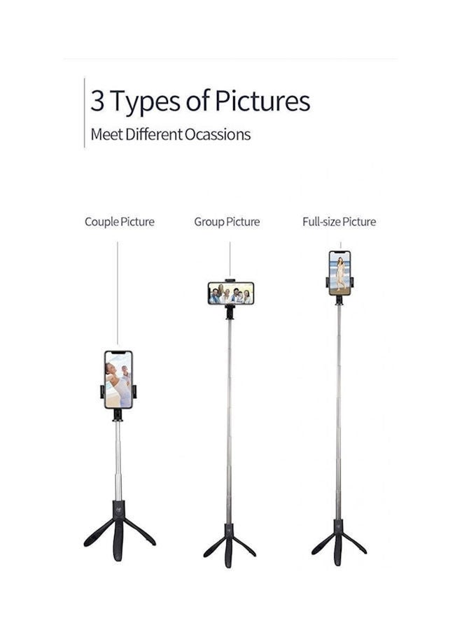 NIBEMINENT Selfie Stick Tripod With Mirror Extendable Monopod Black  - Image 3