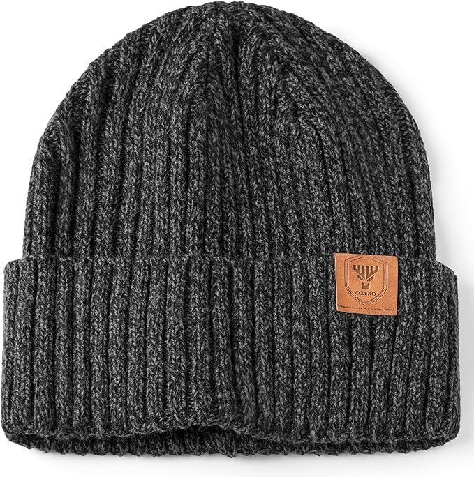 OZERO Winter Beanie Hat for Men Women: Thermal Thick Polar Fleece Lining Knit Cuffed Beanie Hats Warm Caps for Cold Weather Running, Hiking, Travel - Image 1