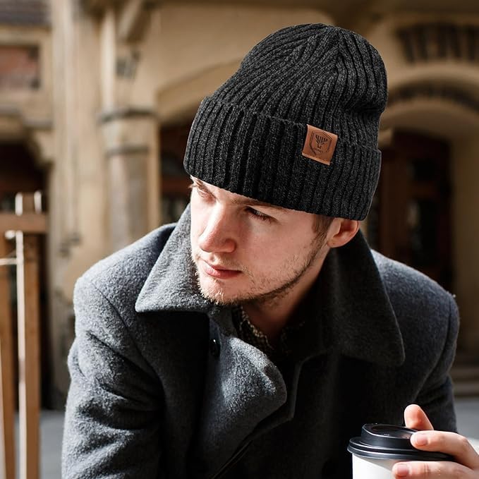 OZERO Winter Beanie Hat for Men Women: Thermal Thick Polar Fleece Lining Knit Cuffed Beanie Hats Warm Caps for Cold Weather Running, Hiking, Travel - Image 3