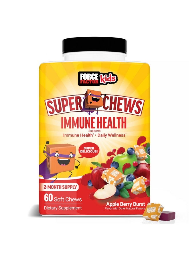 FORCE FACTOR Kids Immune Health Super Chews, Kids Immune Support Supplement with Vitamin D for Kids, Elderberry, Vitamin C, & Zinc, 2-Month Supply, Non-GMO, Apple Berry Flavor, 60 Soft Chews - Image 1