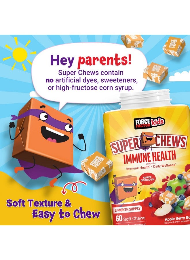 FORCE FACTOR Kids Immune Health Super Chews, Kids Immune Support Supplement with Vitamin D for Kids, Elderberry, Vitamin C, & Zinc, 2-Month Supply, Non-GMO, Apple Berry Flavor, 60 Soft Chews - Image 5