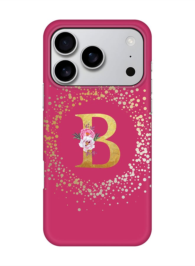 Stylizedd For iPhone 17 Pro,Case, [Compatible with MagSafe] Magnetic cover Slim fit Protection Matte, - Custom Monogram Floral - B ( Deep Pink )