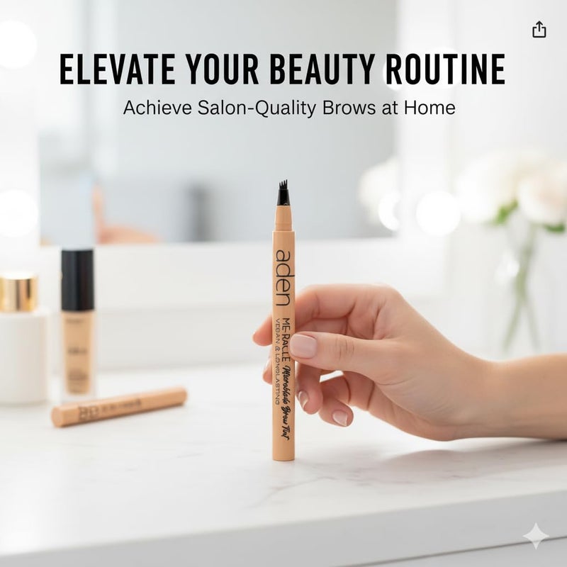 aden Microblading Eyebrow Pen - Waterproof eyebrow pencils for women -Long-Lasting Brown eyebrow pencil -Triple Stroke Tip- Microblading Tint for Natural Looking Brows - eye brow pencil Made in Italy - Image 2