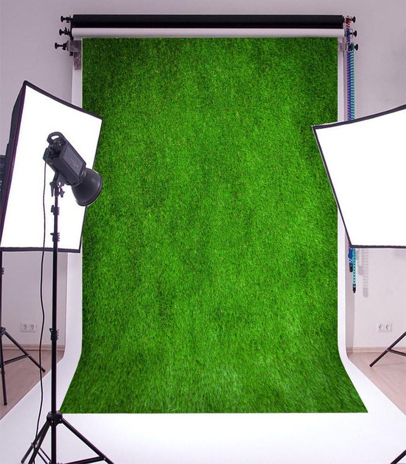 Laeacco 5x7ft Vinyl Backdrop Photography Retro Green Background Grunge Green Grass Field Artificial Sports Football Game Backdrop Photo Adults Newborn Baby Kids Birthday Party Portrait Studio Props - Image 2